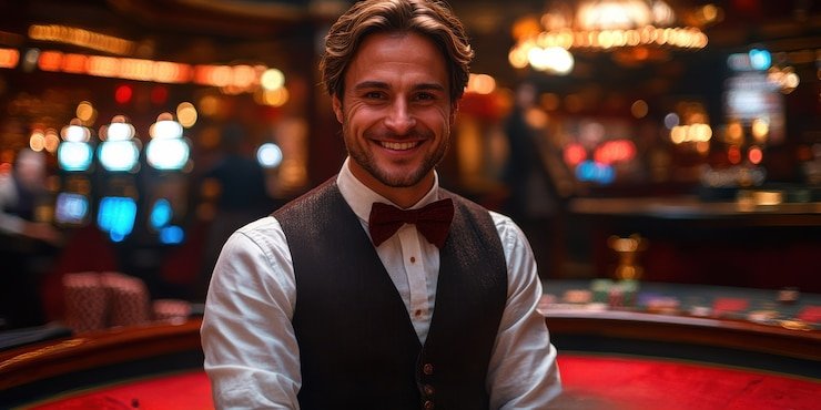 Dealer langsung memandu permainan Live Casino dengan antarmuka ramah pengguna